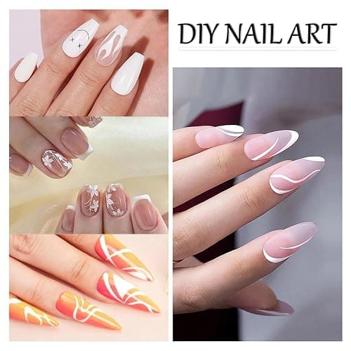 White Gel Nail Polish Liner - UV Shellac Colour For Fineliner, French Nail Art Design, Women's DIY Home Salon, Gel Colours For Nails thumbnail 6