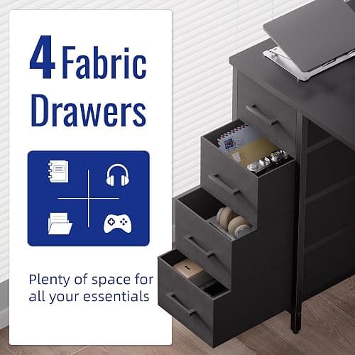 Pamray 32 Inch Computer Desk with 4 Drawers Small Office Desk for Home Bedroom Study Writing Simple Modern Computer Table Black thumbnail 6