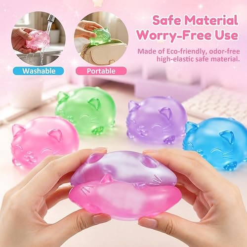 Stress Cat Toy, Sensory Fidget Toy, Sugar Filled Squishy Toys for Kids Stress Relief - High Density Squeeze Balls,Ultra-Soft Decompression Venting Toys-Green thumbnail 3