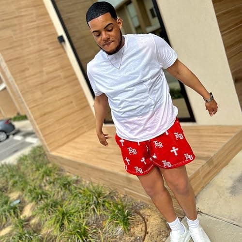 DIOTSR Mens Retro Casual Graphic Shorts Elastic Waistband Streetwear Athletic Basketball Running Active Shorts thumbnail 4