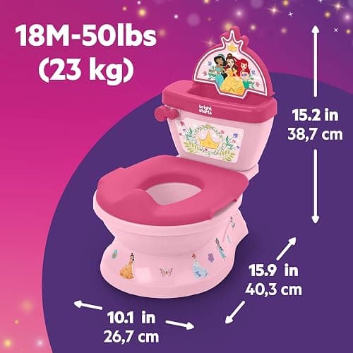 Bright Starts Disney Junior Princess My Size Potty Training Toilet, Toddler Potty Chair with Flushing & Cheering Sounds, Removable Seat with Splash Guard & Handles, Ages 18+ Months, Up to 50 lbs thumbnail 3