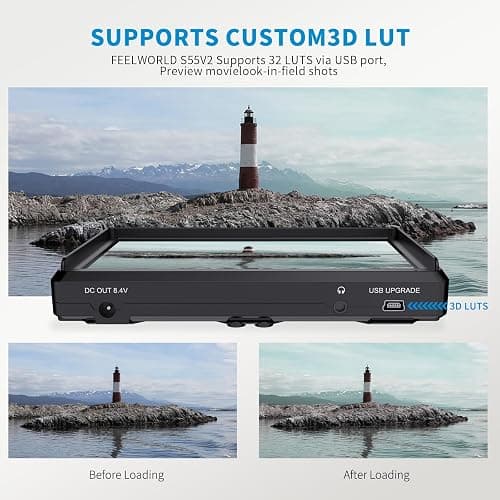 FEELWORLD S55 6 inch Camera DSLR Field Monitor Small Full HD 1920x1080 IPS LUT Video Peaking Focus Assist with 4K HDMI 8.4V DC Input Output Professional Video Accessories thumbnail 3