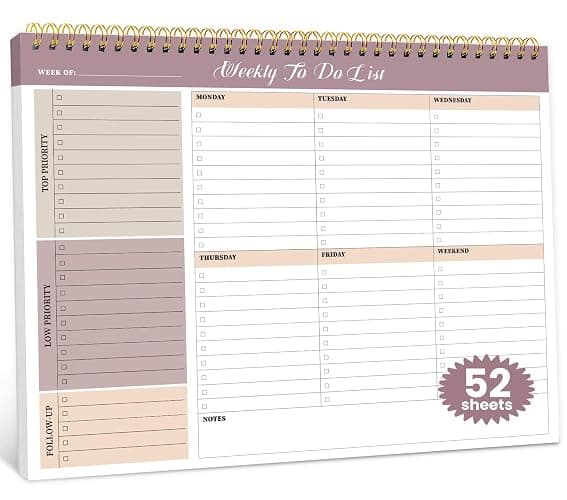 Weekly To Do List Notepad with 52 Undated Sheets（8.5"×11"）- Undated Weekly Planner Notepad for Office Desk Accessories and Supplies - Midnight Lilac - Image 1