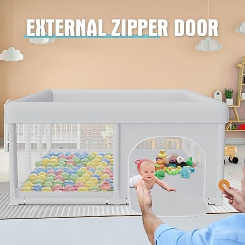 Hiaksedt Baby Playpen 74x50 Inch, Play Pens for Babies and Toddlers Baby Fence Play Yards for Indoor & Outdoor with Breathable Mesh Anti-Fall Playpen (74"x50") thumbnail 4