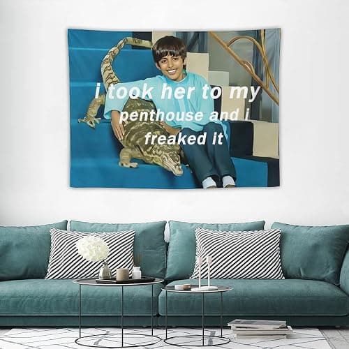 BionZax I Took Her To My Penthouse and I Freaked It Ravi Tapestry for Bedroom Aesthetic, Funny and Meme Tapestries for College Dorm and Living Room - Small Size 30"x40" thumbnail 3