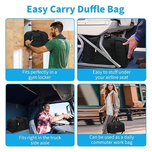 YoKelly Small Duffle Bag 14 inch Carry On Mini Duffel Bag Lightweight for Travel Gym Sport-Black thumbnail 3