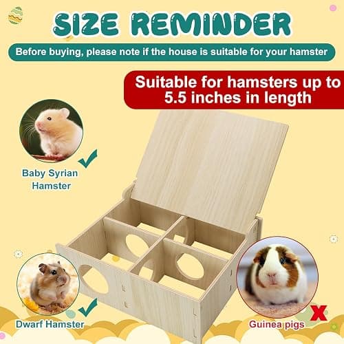 Yasdyri Hamster and Mouse Wooden Tunnel Cage Secret Peep Shed Chamber Hideout & Tunnel Exploring Toys thumbnail 5