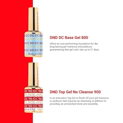DND Base Gel and Top Gel Polish Set, UV/LED GelBase Polish and No Cleanse Top Coat, Professional Gel Polish Duo, 0.5 Fl Oz Each thumbnail 2