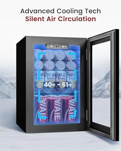 Feelfunn 24 Cans Beverage Refrigerator Cooler - Mini Fridge with Digital Temperature Control, Soda Wine Beer Drink Fridge - Small Refrigerator for Office Home Bedroom Dorm Bar, Black thumbnail 7