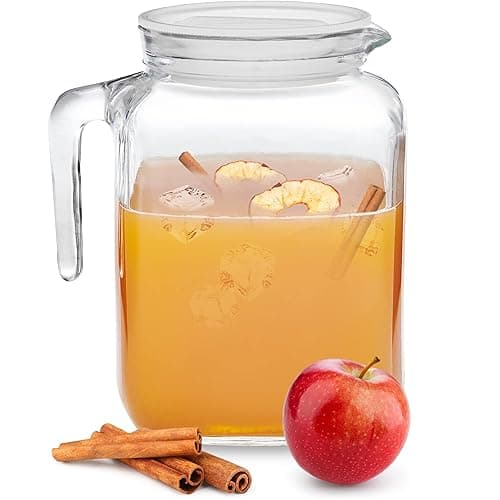Bormioli Rocco Hermetic Seal Pitcher With Lid and Spout [68 Ounce] for Homemade Juice & Iced Tea or for Glass Milk Bottles, Clear - Frosted - Image 1