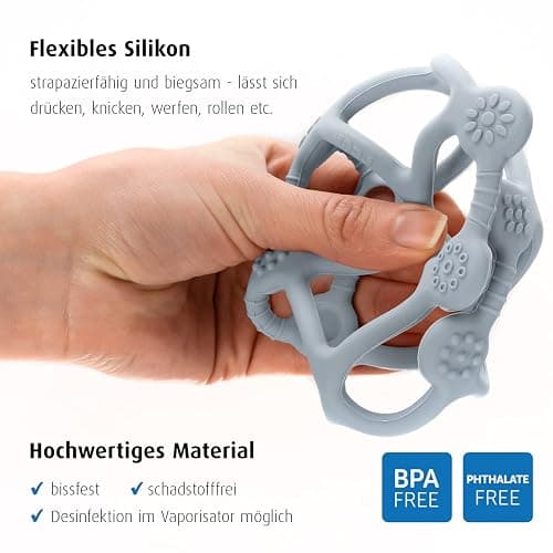 reer Bite&Play Beiß- und Greifball fürs Baby, Beißring und Spielzeug fürs Kleinkind, tolles Geschenk - blau thumbnail 4
