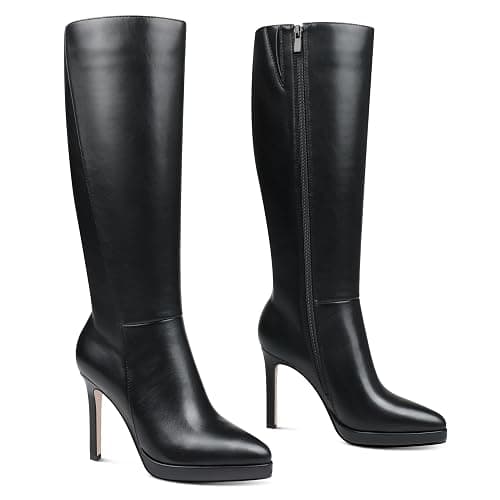 MERUMOTE Knee High Boots for Women Pointed Toe Platform Stiletto Heel Boots High Heel Side Zipper Boots - Image 1