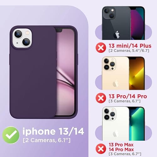 GolbinBox Magnetic for iPhone 13 Case & iPhone 14 Case, Compatible with MagSafe, [Soft Anti-Scratch Microfiber Lining], Slim Liquid Silicone Shockproof Protective Phone Case 6.1 inch, Deep Purple thumbnail 2