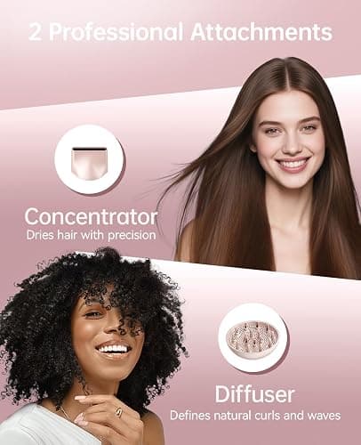 Hair Dryer with Diffuser, CONFU Hair Dryers for Women, Diffuser Hair Dryer High Speed Professional Ionic Blow Dryer for Fast Drying, Hair for Curly Hair for Home Travel thumbnail 6