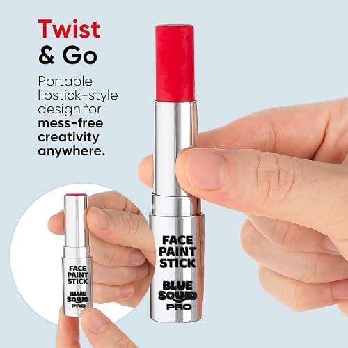 Blue Squid PRO 12 Color Pack Face Paint Stick - Waterproof Body Paint for Adults & Kids Eye Black Baseball, Softball - Vegan Hypoallergenic Twist-Up Non-Toxic Makeup Stick for Cosplay, Sports & SFX thumbnail 6