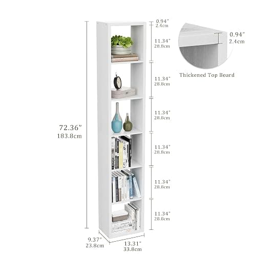VDNEND Cube Storage Organizer Bookcase, Decorative 11 inch Open Back Cubical Shelf with Thickened Border, Display Bookshelf for Living Room, Home Office, Sturdy Room (White, 6 Cube,Vertical) thumbnail 2