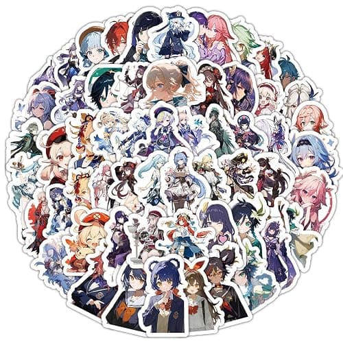Genshin Impact Stickers for Water Bottle,200 PCS Cute Anime Cartoon Stickers Pack for Laptop Phone Skateboard Bicycle Suitcase Luggage Car Guitar,Waterproof Aesthetic Vinyl Stickers for Boys Girls thumbnail 3