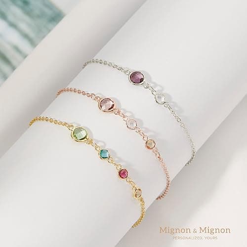 MignonandMignon Family Birthstone Bracelet for Women Custom Gift for Mom from Daughter Handmade Jewelry Birthday Gift for her – BSBR-MC thumbnail 2