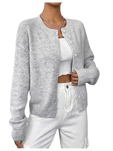 RoseSeek Women's Knit Cardigans Long Sleeve Button Dwon Lightweight Cardigan Sweaters Trendy Fall Outfits - Image 1