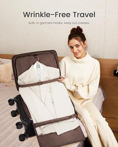 LOVEVOOK 49L Carry on Luggage 22x14x9 Airline Approved, 22 Inch Large Rolling Suitcase with Suit Folder & Spinner Wheels & TSA Lock, Softside Lightweight Underseat Carryon Luggage for Women Men Travel thumbnail 4