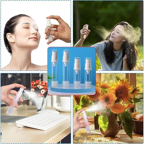 WADY 10 Pcs Clear Spray Bottles, Refillable Travel Lotion Vacuum Press Pump Bottle, Cream Cosmetic Container Fine Mist Plastic Empty Spray Bottle Mini Travel Bottle (5 ml) thumbnail 7