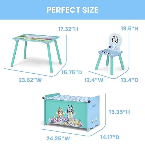 Delta Children Bluey 3-Piece Toddler Playroom Set – Includes Table, Chair and Toy Box, Blue - Bluey - Playroom Set thumbnail 8