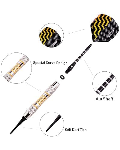 Turnart Darts Plastic Tip - Professional Soft Tip Darts Set for Electronic Dartboard 9 Pcs 18 Grams with 50 Extra Tips 9 Shafts 27 Flights Tool Kit Flight Protectors and Gift Darts Case thumbnail 5