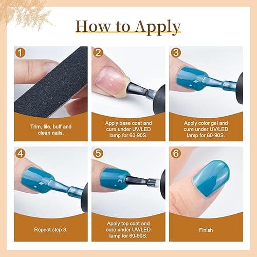 JODSONE 60 PCS Gel Nail Polish Set with 5 Bottles of Base and Glossy Matte Top Coat Soak off Gel Nail Set Suitable for All Seasons Gifts thumbnail 8