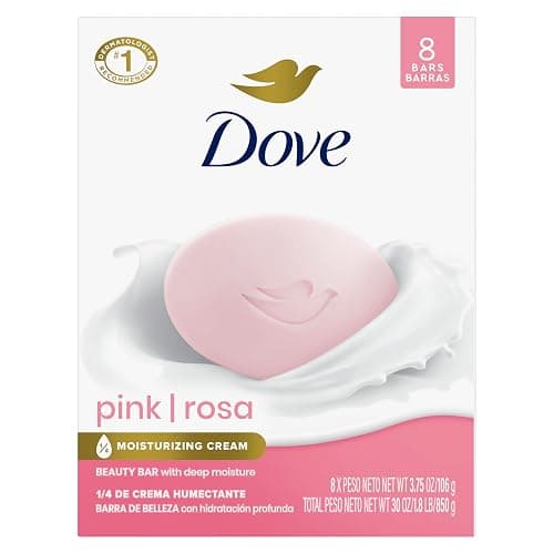 Dove Pink Rosa Beauty Bar Soap 8 Count, Cleanser, 3.75 oz I beauty bar | Moisturizing beauty bar for soft, smooth skin with a delicate floral scent - Image 1