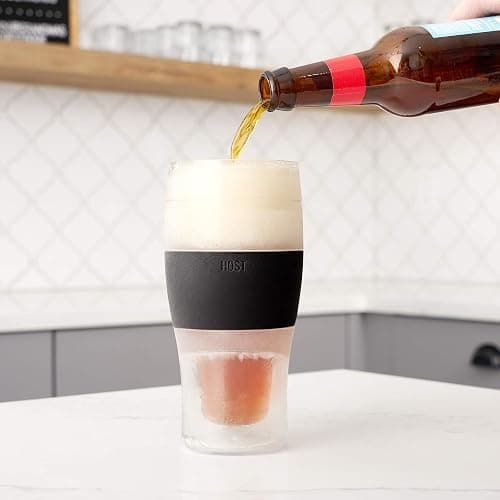 Host FREEZE Beer Glasses, Frozen Beer Mugs, Freezable Pint Glass Set, Insulated Pint Glass to Keep Your Drinks Cold, Double Walled Insulated Glasses, Tumbler for Iced Coffee, 16oz, Set of 2, Black thumbnail 9