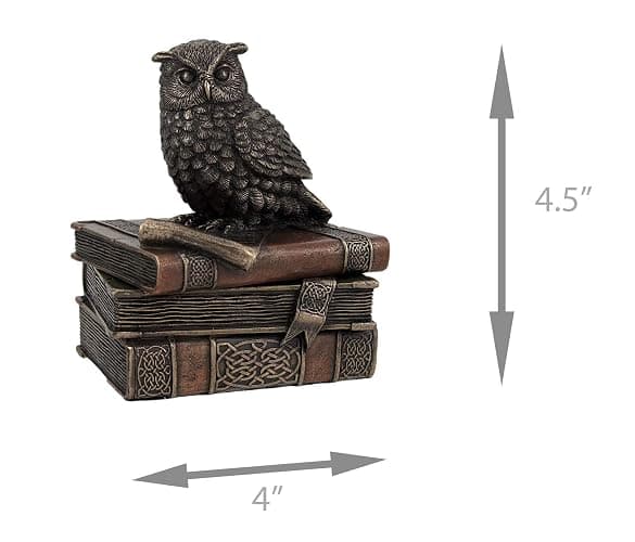 Veronese Design Bronzed Finish Wise Old Owl Trinket Box thumbnail 2
