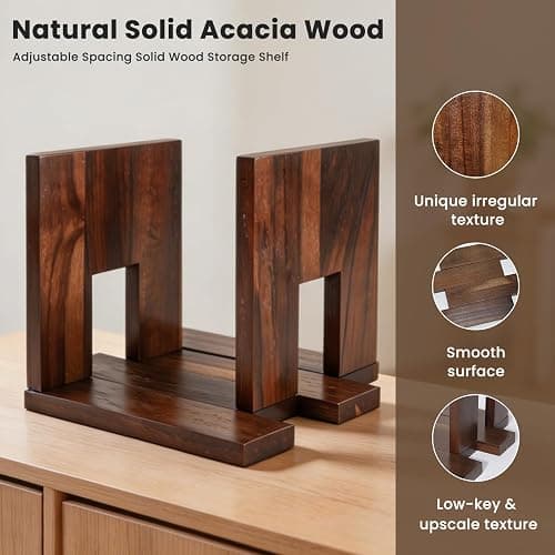 Vinyl Record Storage Stand: Solid Acacia Wood Album Holder for Desktop | Adjustable Vinyl Record Display Holds 1-60 LPs,Now Playing Record Holder for Shelf,Premium Music Gift for Collectors thumbnail 3