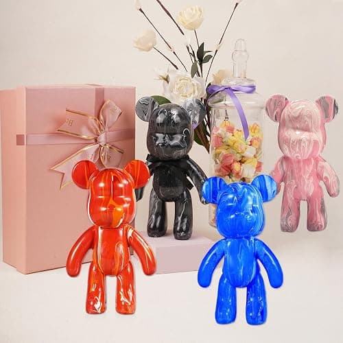 YONXID DIY Fluid Bear Painting Kit - Creative Home Decor Handcrafted Teddy Bear, Bearbrick Figure, and Bears to Paint Dolls for Birthday and Valentine's Day Gifts (9.05 Inches, Bear) thumbnail 5