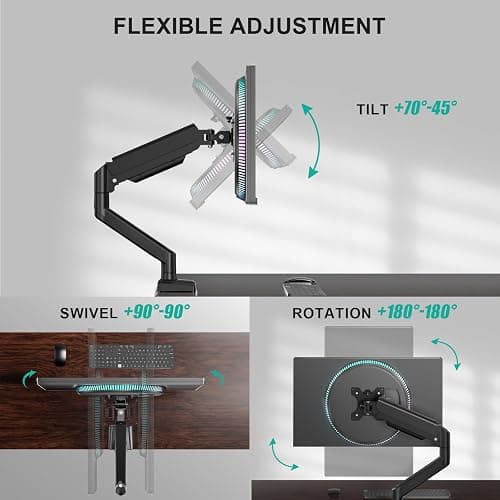 WALI Single Monitor Mount for 13-34 inch Screens, Adjustable Single Monitors Arm, Regular Screen up to 32 inch, 26.4lbs, Computer Monitor Stand for Desk, VESA 75/100mm (GSMP001N), Black thumbnail 5