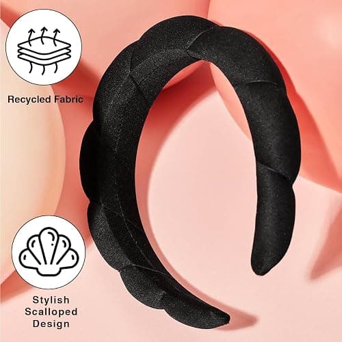 Kitsch Spa Headband for Washing Face - Recycled Fabric, Non-Slip Black Headbands for Women - Cute Stuff for Makeup, Beauty, Skin Care, Self Care | Ideal Gifts for Women - 1Pc thumbnail 3