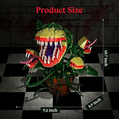 Piranha Plant Audrey II 2 Building Blocks Set, Toys Kit Horrors Flower Shop Decoration Gift for Tv Film Fans Families Friends 12+ On Halloween Birthday Christmas thumbnail 7