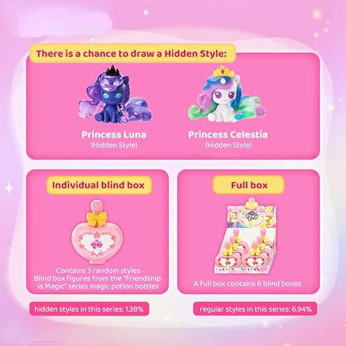 MINISO My Little Pony Blind Box Toy Surprise Box Figure Model Cute Peripheral Ornaments Collectible Toy Surprise Figures for Room Decorations, Birthday Gifts (Random) 3 Mini Figures per Box thumbnail 8