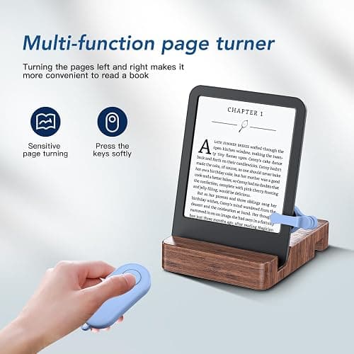 Remote Control Page Turner for Kindle Paperwhite Oasis Kobo eReaders,Kindle Clicker Page Turner Accessories for iPhone,iPad, Android Tablets Reading Novels,Video Record&Shutter Selfie (Blue) thumbnail 3