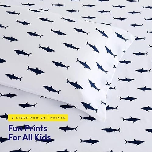 1500 Supreme Kids Bed Sheet Collection - Fun Colorful and Comfortable Boys and Girls Toddler Sheet Sets - Deep Pocket Wrinkle Free Soft and Cozy Bedding - Full, Sharks thumbnail 5