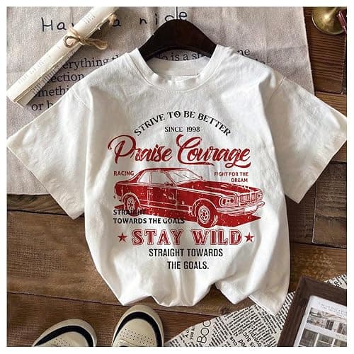 RoseSeek Girl's Graphic Print Tee Shirt Round Neck Short Sleeve T Shirts Summer Cute Trendy Tops thumbnail 4