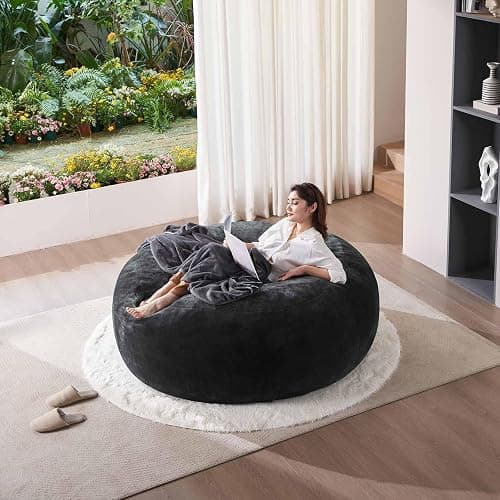 Extra Large Bean Bag Chairs for Adults，5FT,Bean Bags with Filler Included,Memory Foam Chair,Soft and Comfortable Jumbo Bean Bag,Leisure Chair Suitable for Bedroom and Balcony Dormitory (Black) thumbnail 2