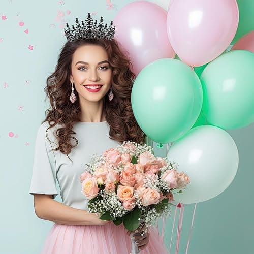 Schmoopy Tiara Crown for Women, Hair Accessories for Party Wedding (B-Black) thumbnail 5