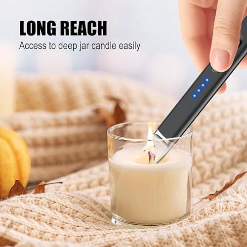 Electric Candle Lighter USB C Rechargeable BBQ Lighter Long Reach, Electronic Arc Plasma Lighter Flameless and Windproof for Candles, Grill Stove, Camping (Jet Black) thumbnail 5