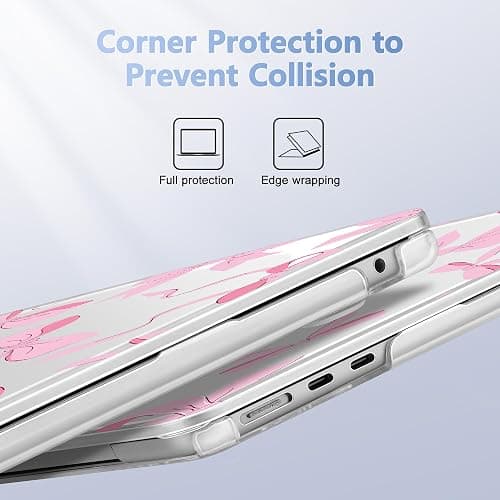 May Chen Compatible with M4 MacBook Air 15 Inch Case 2025 2024 2023 A3241 A3114 A2941 M3 M2 with Liquid Retina Display & Touch ID, Protective Plastic Hard Shell Cover - Pink Bows thumbnail 3