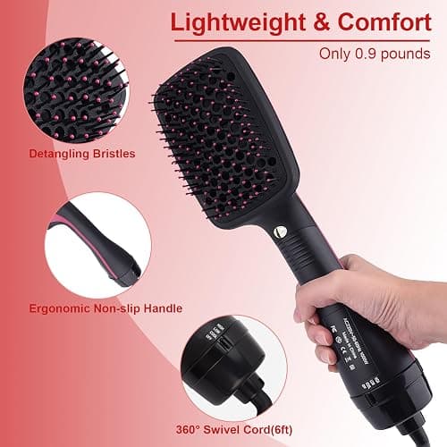 Blow Dryer Brush Hair Dryer One-Step Straightener Paddle Brush | 3-in-1 Detangling Straightening Smoothing in One, Reduce Frizz More Shiny for Salon-Quality Smooth Straight Hair thumbnail 6