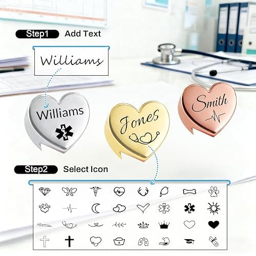 UHOT Personalized Stethoscope Name Tag - Stethoscope Charms Nurse Accessories for Work, Nurses Week Graduation Gift Nurse Doctor Medical Professional (Heart-Shaped) thumbnail 4