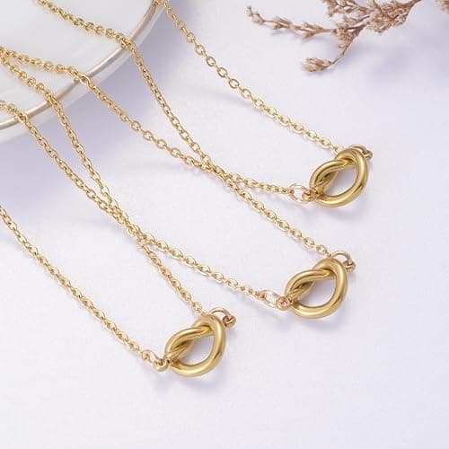 BFF Friendship Knot Infinity Necklace for 2 Best Friend Long Distance Birthday Jewelry Gifts for Her Women Bestie thumbnail 2