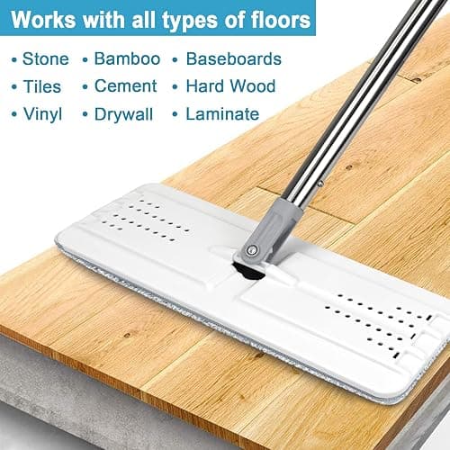 BOSHENG Mop and Bucket with Wringer Set, Hands Free Flat Floor Mop and Bucket, 3 Washable Microfiber Pads Included, Wet and Dry Use, Home Floor Cleaning System for All Floor Types and Windows thumbnail 8