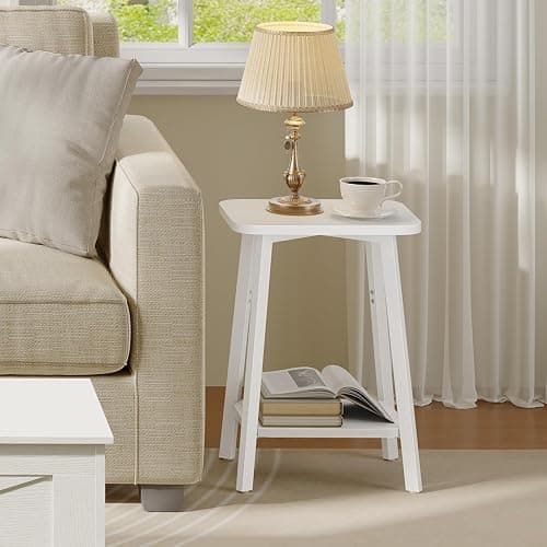 MAHANCRIS Side Table, Small Rectangular End Table with Storage Shelf, 2-Tier Bedside Table Sofa Couch Table, Nightstand for Small Spaces, Living Room, Bedroom, White ETWT4701 thumbnail 8