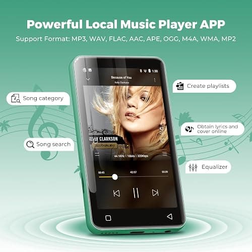 MP3 Player with Bluetooth and WiFi 80GB, innioasis MP3 Player for Kids with spotify, Spotify Kids, Pandora, Amazon Music, 4 inch Full Touch Screen Music Player, Android MP4 Player Green thumbnail 3